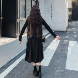 气质一整套穿搭减龄百褶连衣裙套装女2025秋季新款复古马甲两件套，女装套装/套裙，2D036