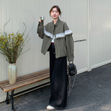 军绿色蕾丝拼接短外套女2025春季新款今年流行小个子宽松休闲夹克，女装短外套，2C159