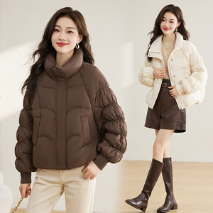 2025冬季新款灯笼袖显瘦短款韩式90%白鸭绒羽绒服图片