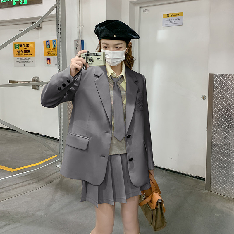 现货学院风西装百褶裙套装P165-K218,女装套装/套裙,2C299