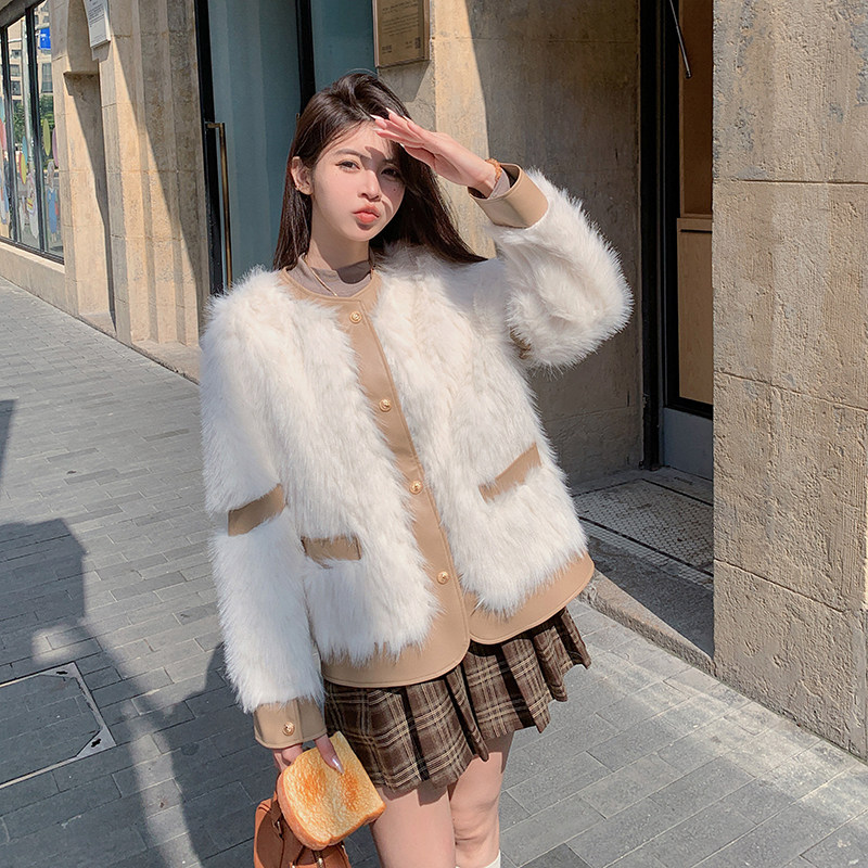 新品 23新款仿狐狸毛皮毛一体加厚外套A13-P215-K309图片