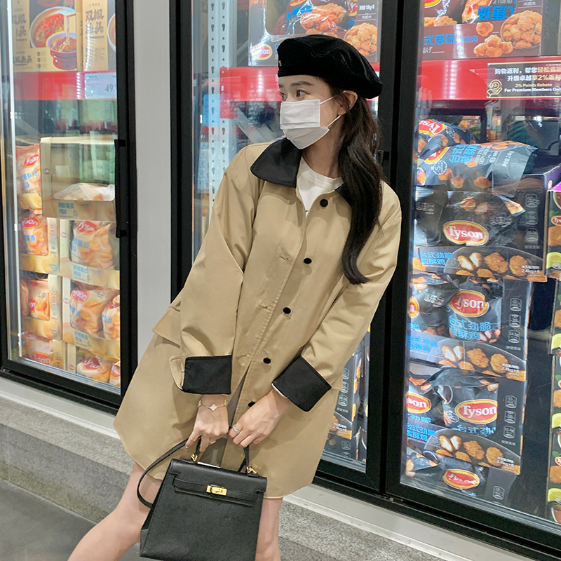 独特超好看卡其色中长款风衣外套女春秋2025年新款韩系高级感大衣,女装风衣,2C299