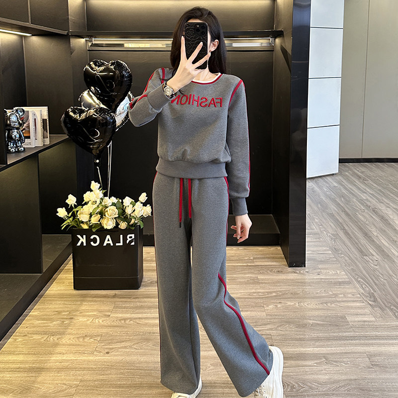 女春秋新款宽松减龄卫衣阔腿裤两件套,女装套装/套裙,2C310