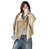 短款卡其色工装外套女春秋小个子流行高级感气质显瘦炸街时尚上衣，女装风衣，2C259