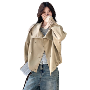 短款卡其色工装外套女春秋小个子流行高级感气质显瘦炸街时尚上衣图片