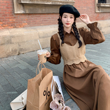 现货：春秋新款显瘦气质针织马甲两件套连衣裙2C135-2372P125K188，女装连衣裙，2C135
