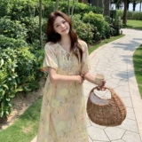 新款2025夏季法式印花连衣裙2553-P145-208，女装连衣裙，2C057