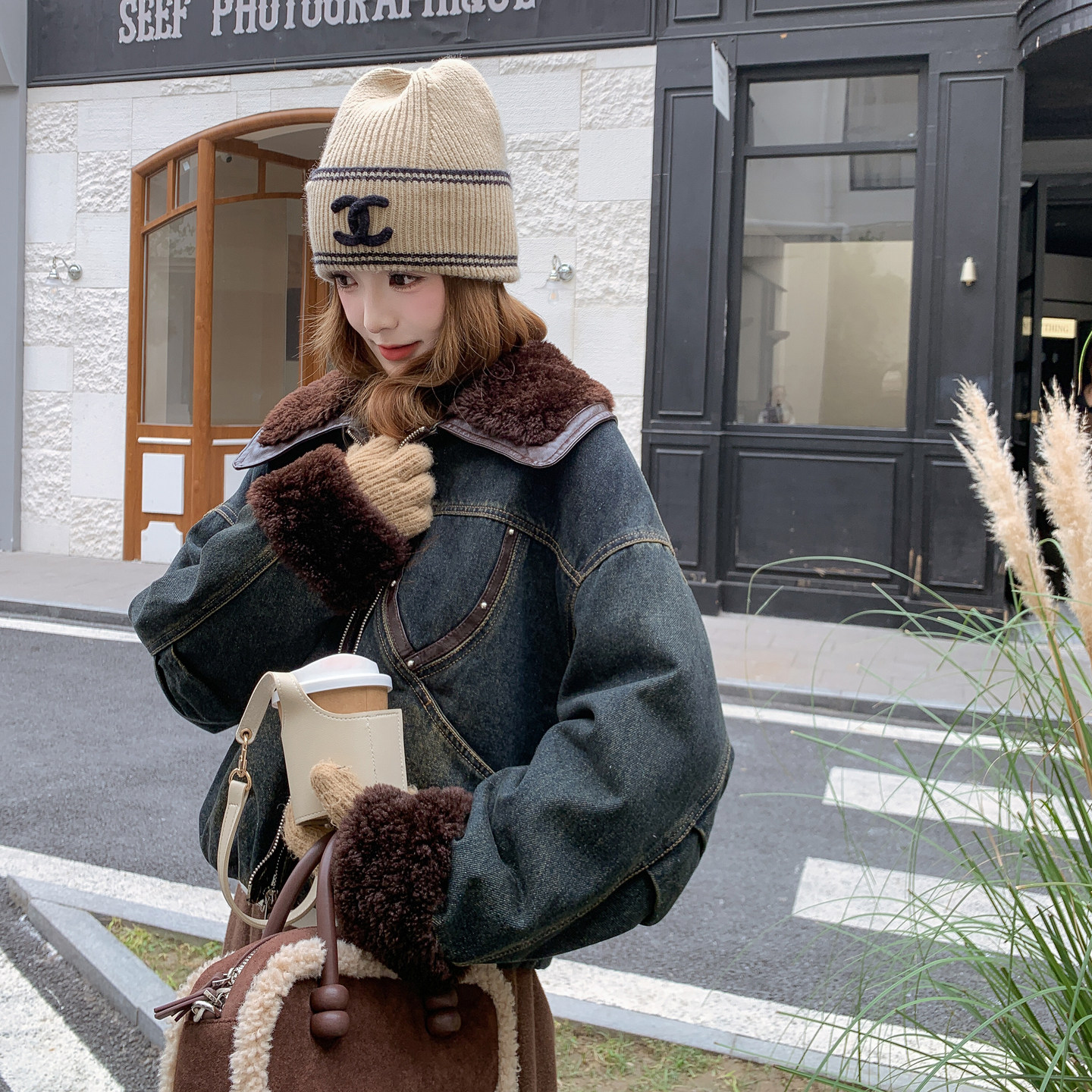 【档口现货】美拉德系毛领撞色牛仔羽绒服2C233-810-P235-K349,女装羽绒服,2C233