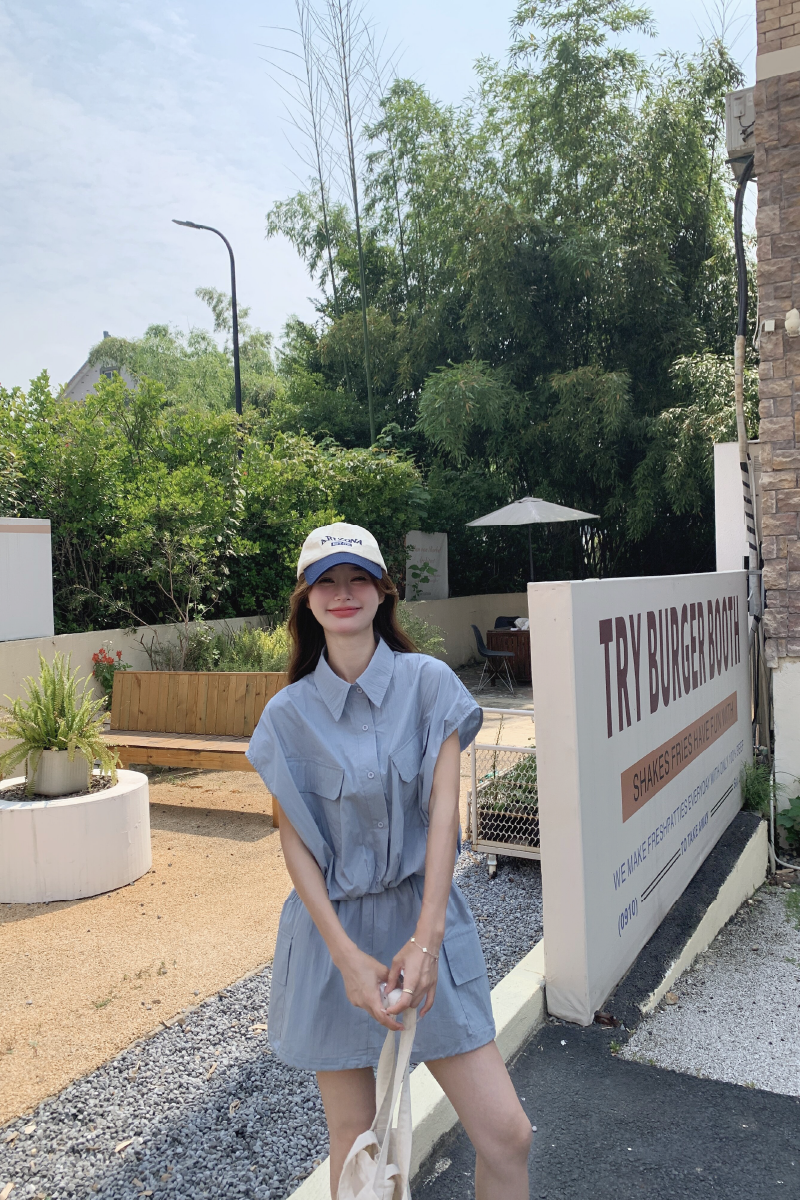 小个子穿搭轻薄无袖衬衫套装女夏新款字母背心休闲显瘦短裤三件套,女装套装/套裙,2D146