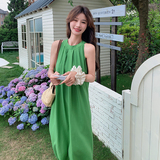 【新款现货】高级感绿色挂脖连衣裙2C131-606-P125K178，女装连衣裙，2C131