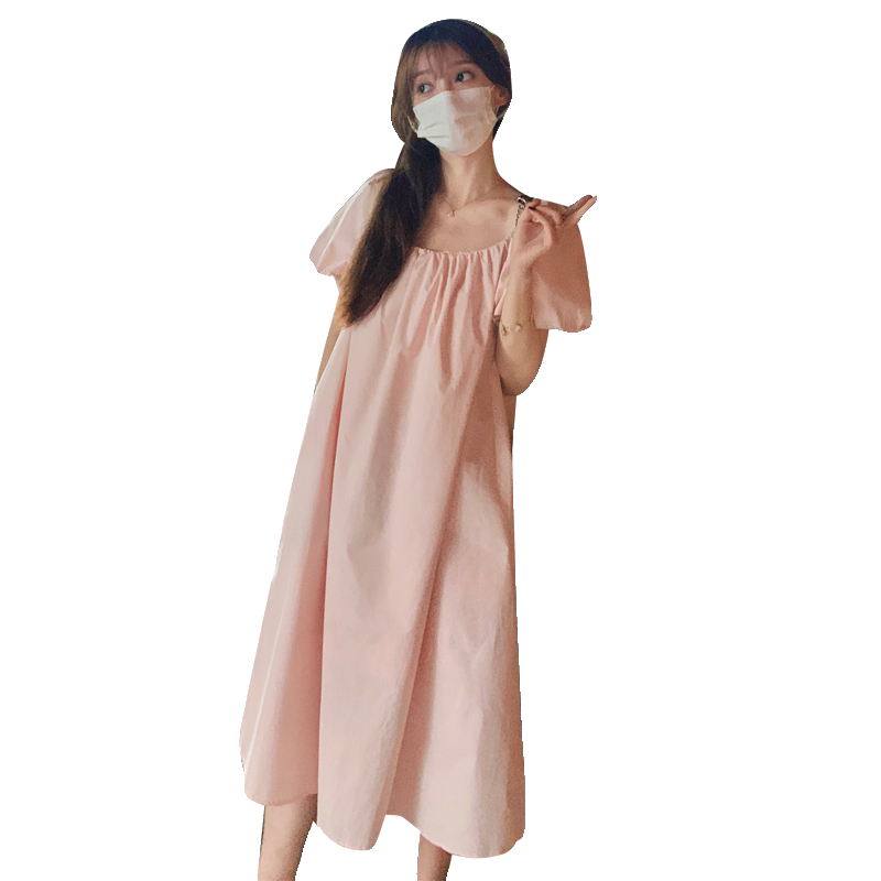 设计感小心机露背连衣裙女夏季2025新款法式宽松显瘦甜美约会长裙,女装连衣裙,2C032