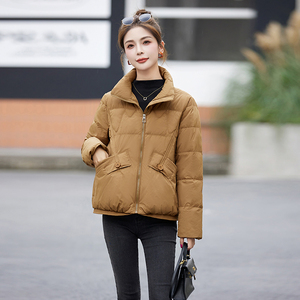 短款立领羽绒服女2025年冬季新款宽松休闲文艺复古冬天保暖外套图片