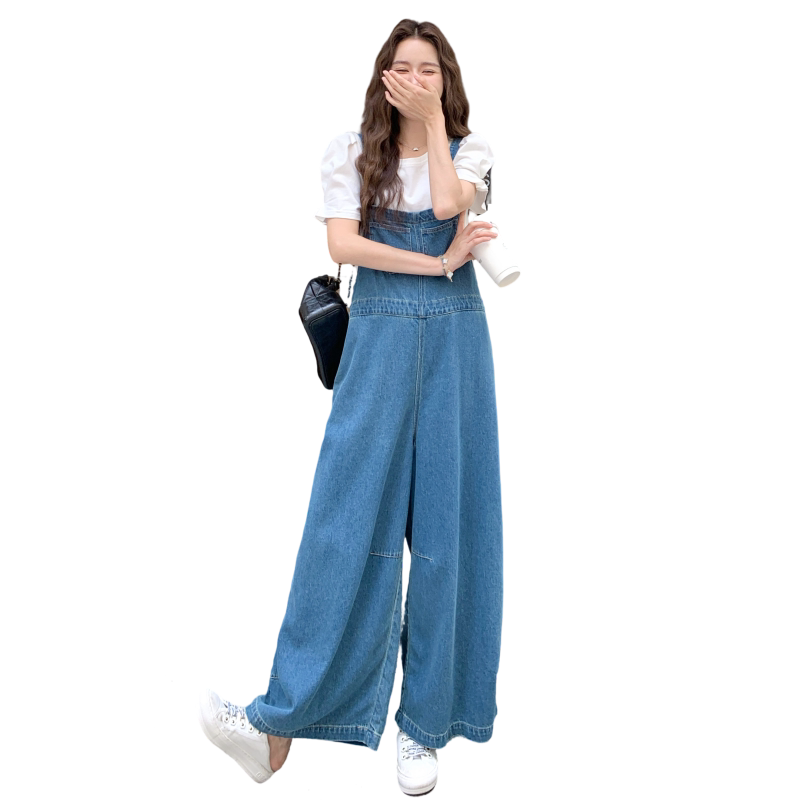 现货小个子休闲短袖+牛仔背带裤两件套2C259-9935-P155-K228,女装牛仔裤,2C259