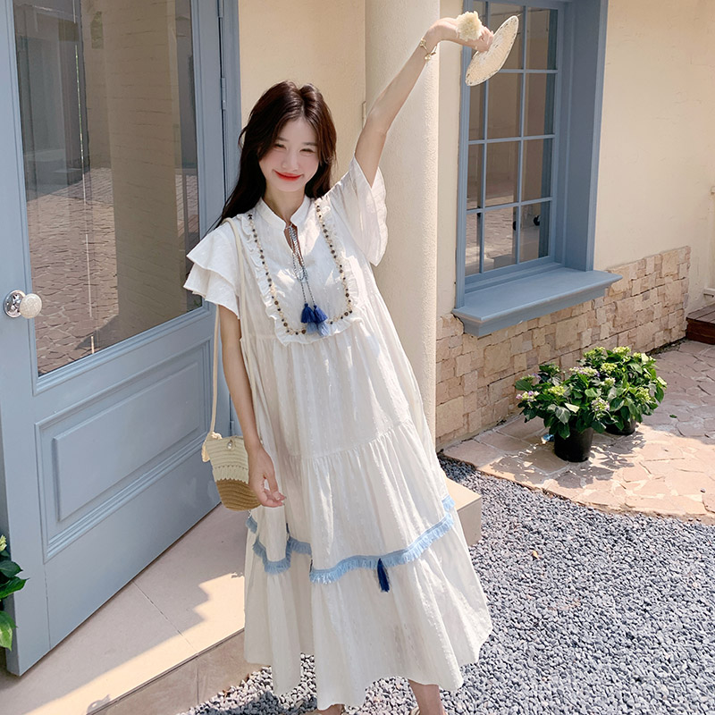 【现货】2025新款夏季米色波西米亚风连衣裙大摆女裙,女装连衣裙,2C238