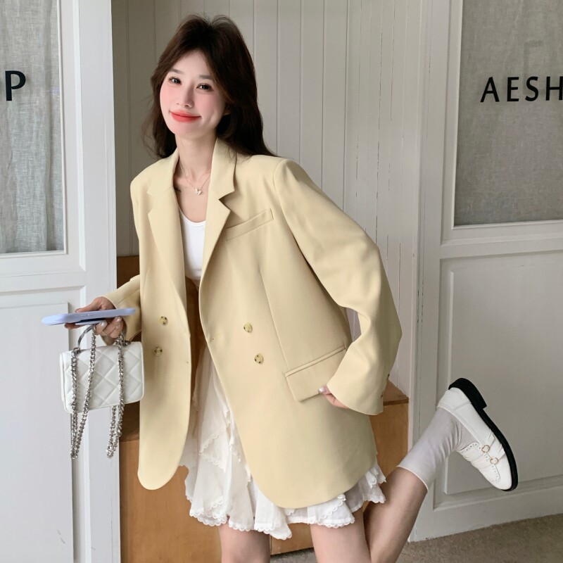 新款！2026春季蕾丝拼接黄色西装短外套C205-P145K238,女装西装,2C320