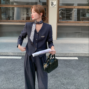 休闲气质西装阔腿裤套装女春秋又a又飒御姐盐系轻熟风超火两件套图片