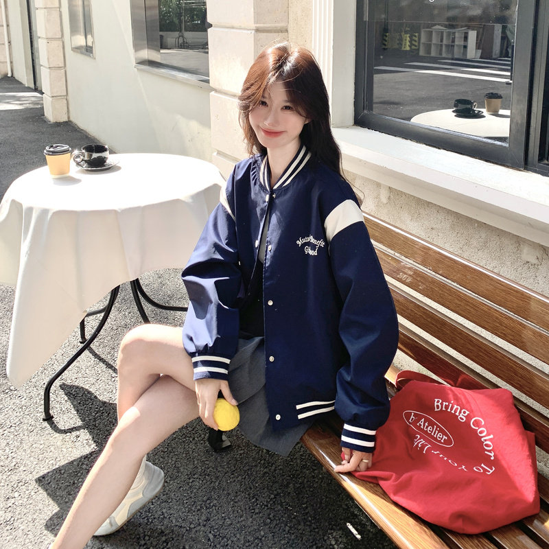 学院风宽松减龄棒球服外套女2025春秋季新款韩版休闲显瘦夹克上衣,女装短外套,2C259