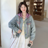 新品复古拼接撞色牛仔小个子短款外套5858-P145-K208，女装短外套，2C159