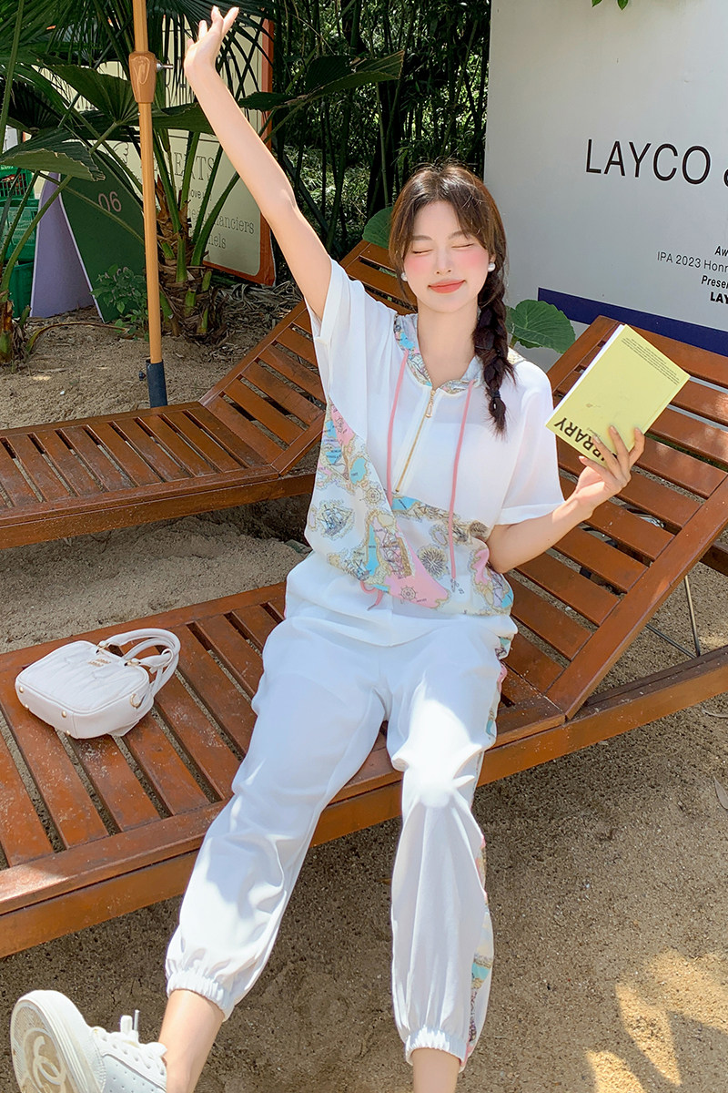 【主推长期有货】休闲撞色拼接运动连帽套装现货P115K165,女装套装/套裙,2D148