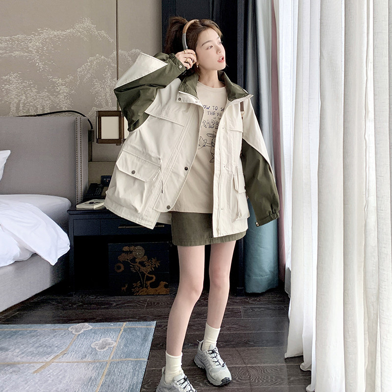 设计感户外工装冲锋衣女春秋新款短款小个子外套3031P155控228,女装风衣,2C166