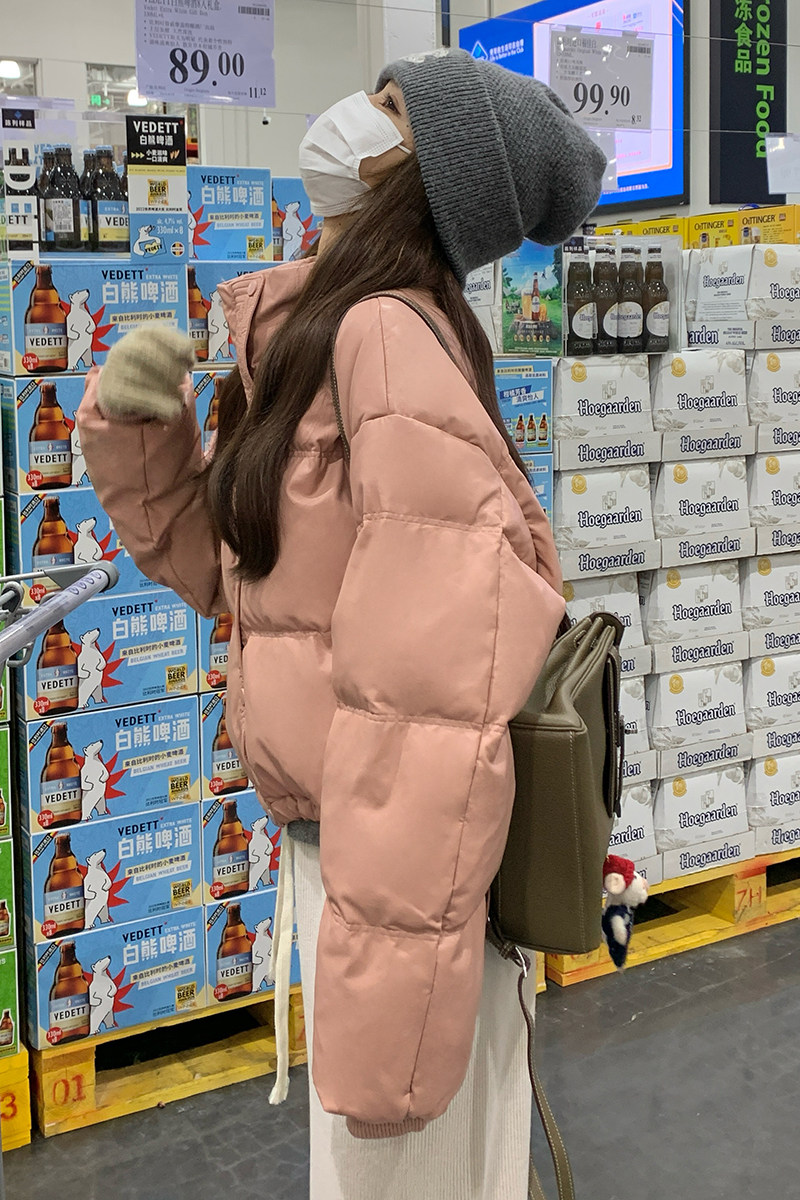 高级感超好看短款立领pu皮羽绒服女冬2026新款小个子面包服厚外套,女装,2C088
