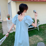 现货：夏装新款镂空系带泡泡袖宽松版连衣裙2C135-5096P115K178，女装连衣裙，2C135