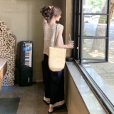 波西米亚镂空刺绣马甲上衣蕾丝拼接阔腿裤套装两件套女夏韩系绝美，女装套装/套裙，2C135