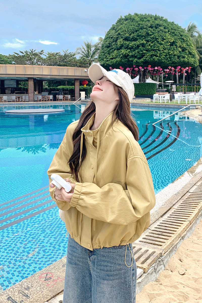 【现货】2026秋装休闲宽松奶油黄皮衣2C056-6879-P140控198,女装皮衣,2C056