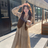 独特漂亮两件套裙女2025秋季新款设计感小马甲气质镂空领结连衣裙，女装连衣裙，2C135