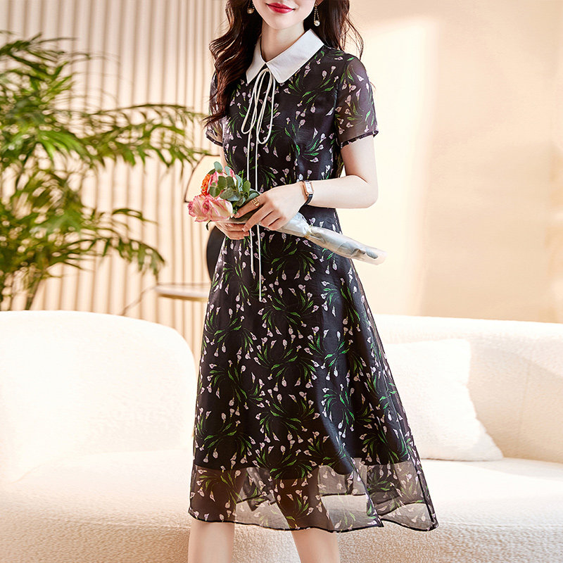 吾爱衣2312款碎花连衣裙女夏季气质优雅印花裙子,女装连衣裙,吾爱衣
