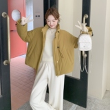 设计感宽松羽绒服女冬季短款小个子立领加厚防风保暖90白鸭绒外套，女装羽绒服，2C166
