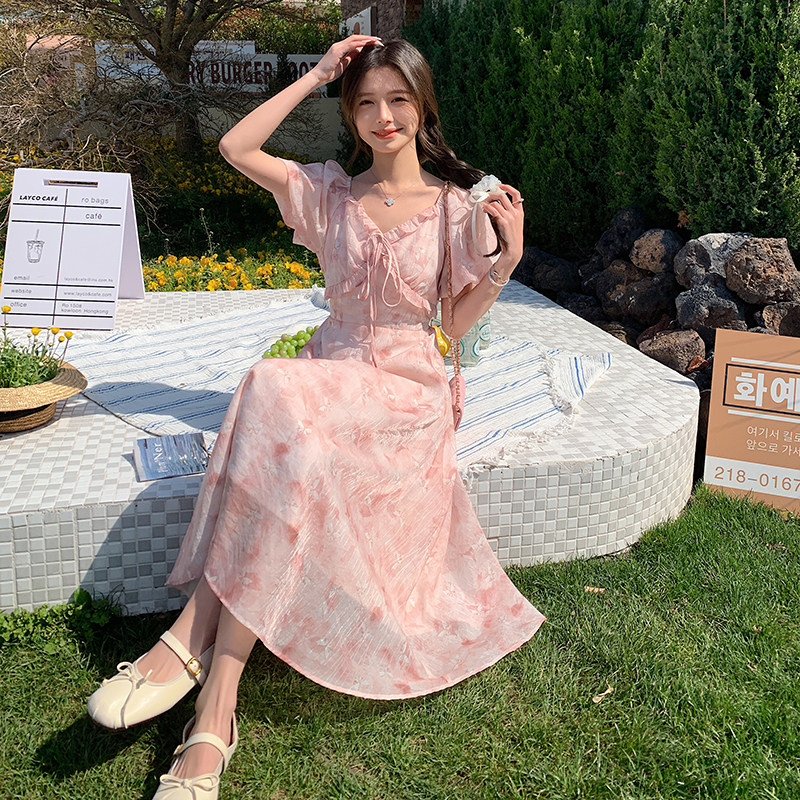 茶歇法式V领碎花裙女2025夏季新款甜美减龄显瘦温柔风A字连衣裙潮图片