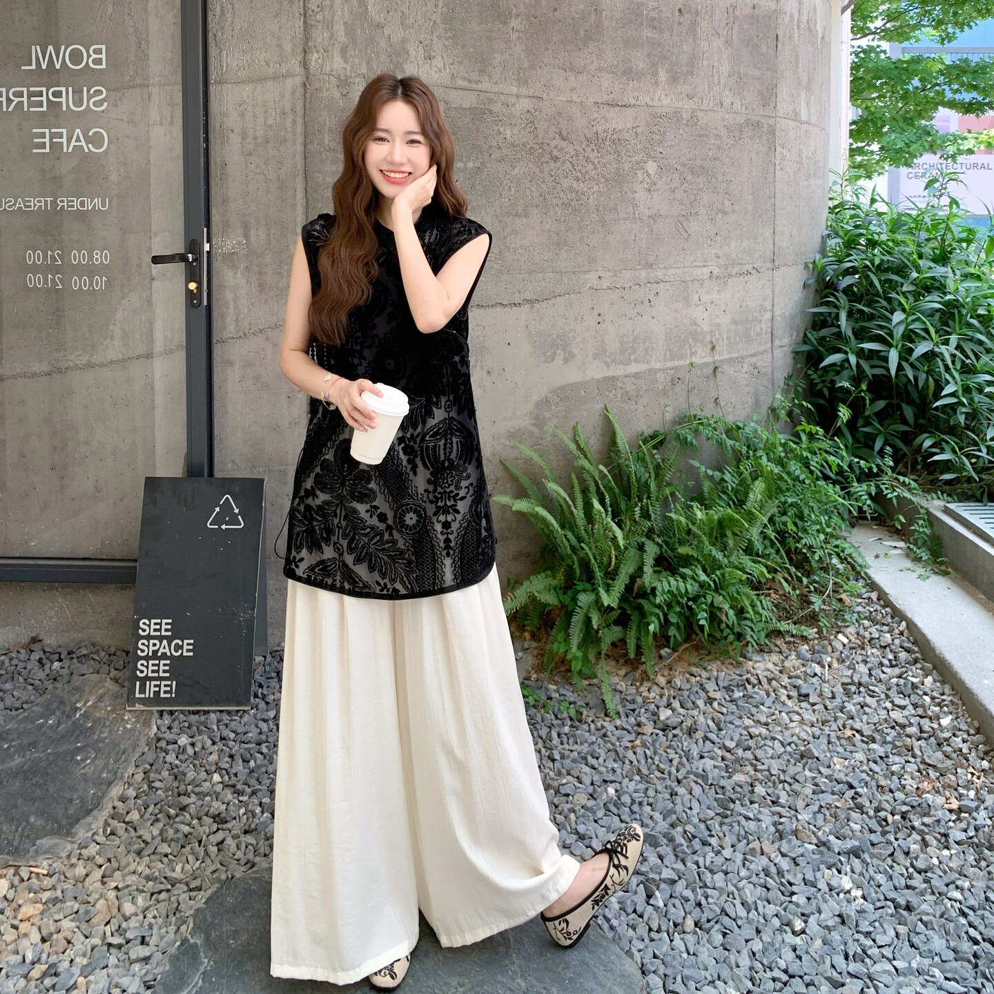【现货】新中式风丝绒上衣+阔腿裤套装2C327-8821-P170控258图片