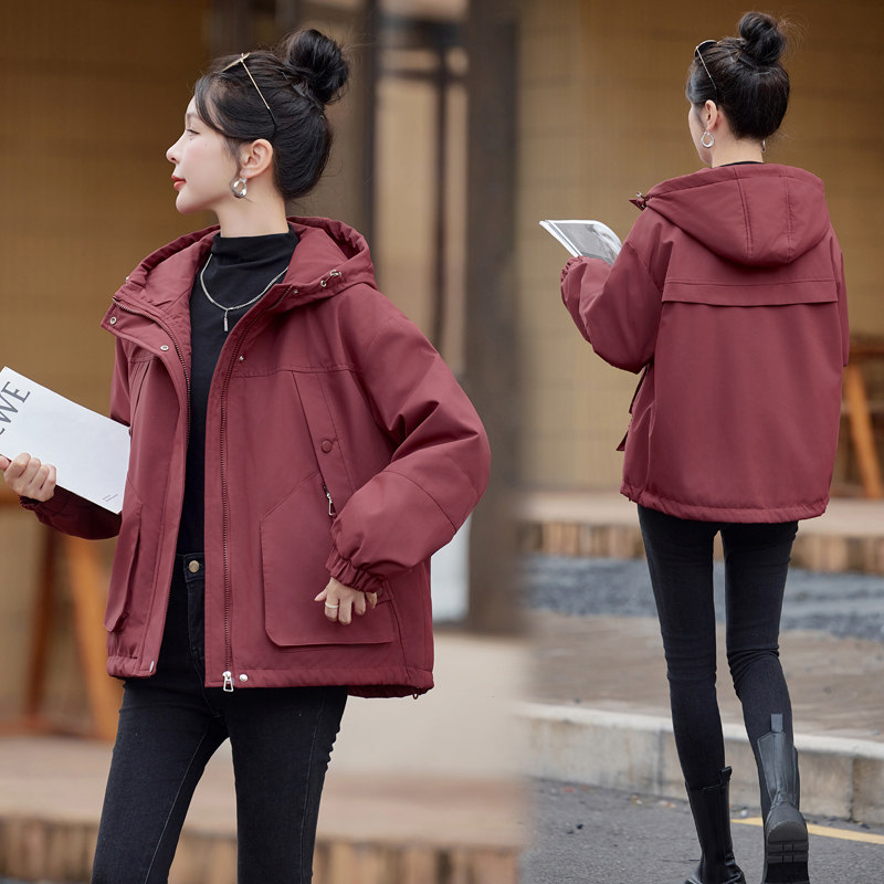 加绒派克服2025年时尚百搭小个子加厚外套保暖纯色韩版女人味上衣,女装派克服,唯婧