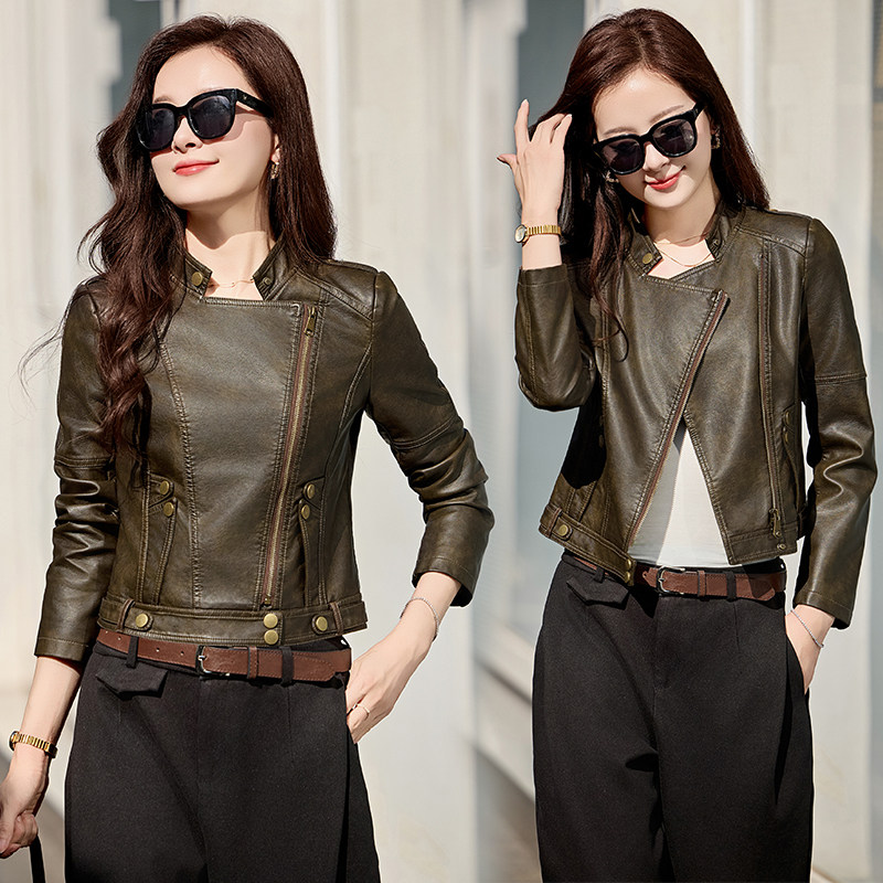 【现货】春装新品皮衣外套女复古时尚皮夹克2502-1C115-P125-K188,女装皮衣,吾爱衣