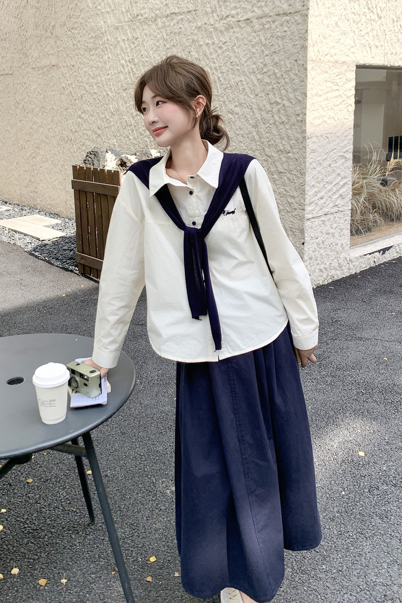 半身裙+白衬衣套装女早春秋装搭配一整套2025减龄长袖两件套装裙,女装套装/套裙,2C218