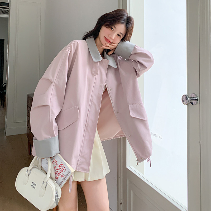 现货！2025秋季灯芯绒拼接拼色短外套风衣大衣C612P150K208,女装风衣,2C320