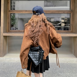 美拉德咖色夹克外套女2025秋季新款小个子超好看休闲百搭短款上衣图片