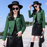 小皮衣套装女春秋2025新款欧货短款皮夹克时尚收腰机车服女装皮衣，女装皮衣，自然秀