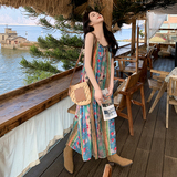 波西米亚碎花连衣裙旅游穿搭套装度假吊带裙今年流行漂亮套装裙，女装短外套，2C177