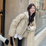 冬季韩系撞色连帽假两件小个子面包服羽绒服皮外套女6117P255K378，女装羽绒服，2C166