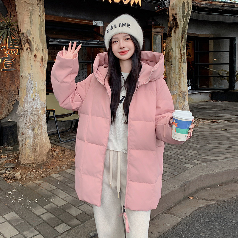 粉色羽绒服女小个子2022年冬季新款韩版时尚宽松白鸭绒短款外套潮,女装羽绒服,2C177