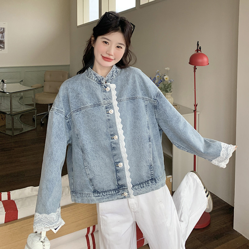 现货花边蕾丝拼接牛仔外套2C117-1752P155K228,女装短外套,2C117