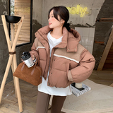 设计感牛仔拼接连帽羽绒服~C283-YD821，女装短外套，2C283