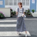 今日新款/现货/刺绣白T+披肩+格子裙三件套2C233-A190-P145-K219，女装套装/套裙，2C233