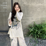 INS风松弛感氛围感时尚套装套装冬季提花圆领时尚春秋长袖休闲，女装套装/套裙，2C087