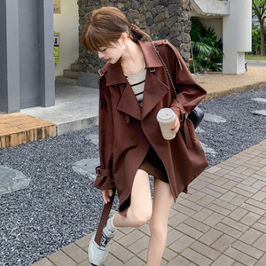 现货 秋新款韩版宽松百搭英伦风系带外套2B235-9119-P155-K228图片