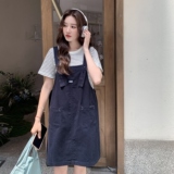休闲减龄T恤背带连衣裙两件套女夏季2025新款小个子裙子流行，女装套装/套裙，2C212