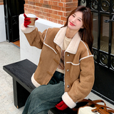 爆款麂皮绒羊羔毛皮毛一体外套女冬2024新款小个子加厚机车服棉袄，女装短外套，2C131