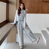 现货！2025新款秋装时尚套装马甲＋阔腿牛仔裤2件套套装P175K238，女装套装/套裙，2C320